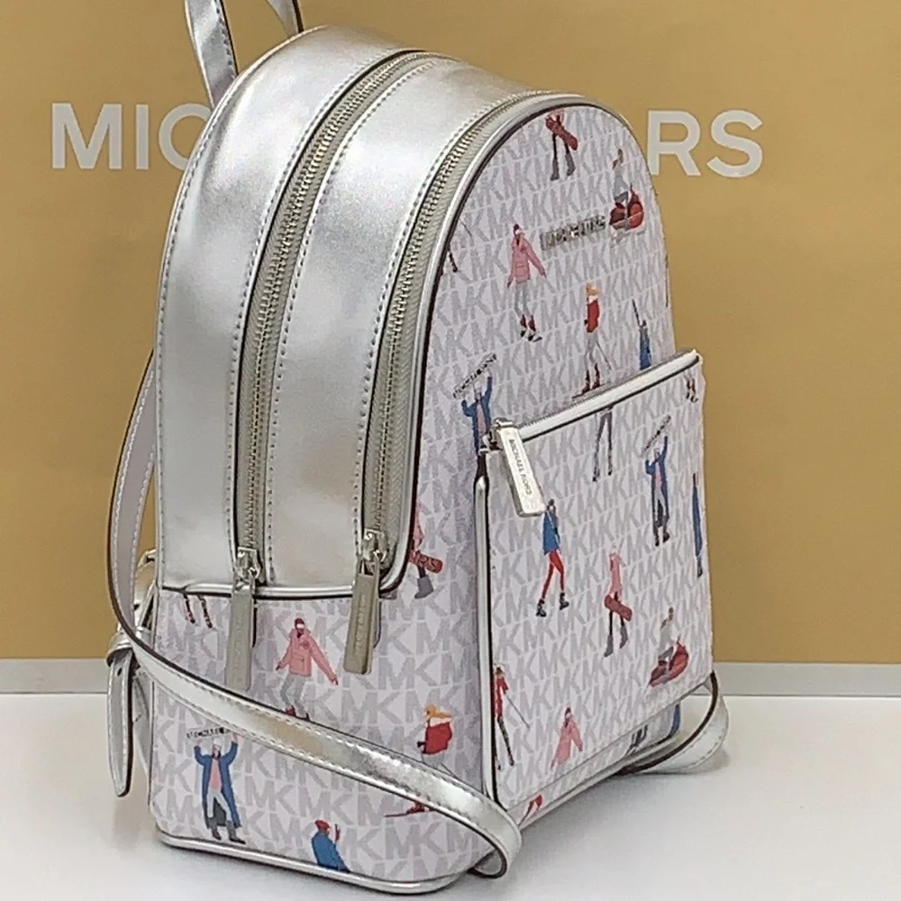 Michael Kors Jet Set Girls ADINA Medium Backpack Bright White Multi Color - Picture 4 of 16